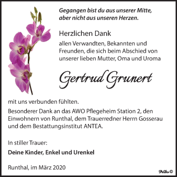 Traueranzeige von Gertrud Grunert von Mitteldeutsche Zeitung Weißenfels
