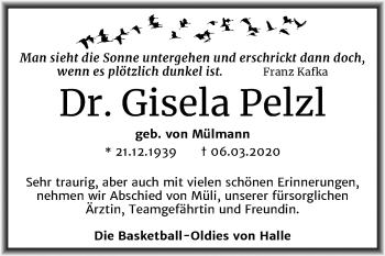 Traueranzeige von Gisela Pelzl von Mitteldeutsche Zeitung Halle/Saalkreis