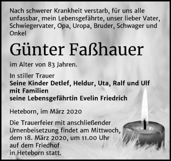 Traueranzeige von Günter Faßhauer von Super Sonntag Quedlinburg
