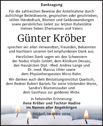Traueranzeige von Günter Kröber von Super Sonntag Köthen