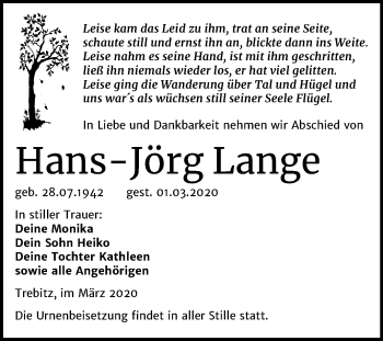 Traueranzeige von Hans-Jörg Lange von Super Sonntag Wittenberg