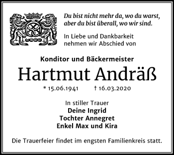 Traueranzeige von Hartmut Andräß von Super Sonntag Dessau-Roßlau