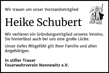 Traueranzeige von Heike Schubert von Super Sonntag Zeitz