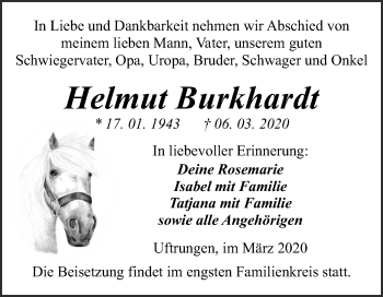 Traueranzeige von Helmut Burkhardt von Mitteldeutsche Zeitung Sangerhausen