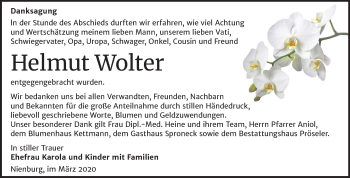 Traueranzeige von Helmut Wolter von Super Sonntag Bernburg