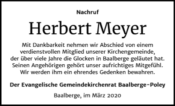 Traueranzeige von Herbert Meyer von Mitteldeutsche Zeitung 