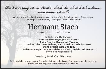Traueranzeige von Hermann Stach von Mitteldeutsche Zeitung Köthen