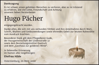 Traueranzeige von Hugo Pächer von Super Sonntag Köthen