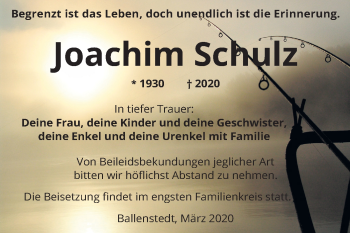 Traueranzeige von Joachim Schulz von Super Sonntag Quedlinburg