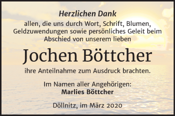 Traueranzeige von Jochen Böttcher von Mitteldeutsche Zeitung Merseburg/Querfurt