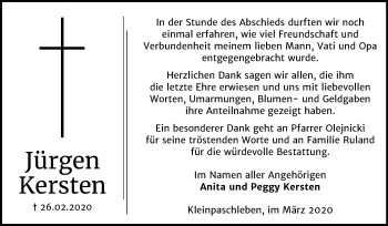 Traueranzeige von Jürgen Kersten von Super Sonntag Köthen