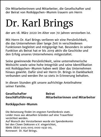 Traueranzeige von Karl Brings von Mitteldeutsche Zeitung Weißenfels / Zeitz / Naumburg/Nebra