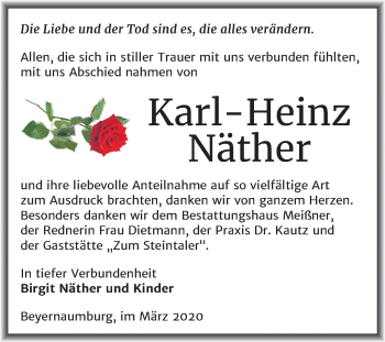 Traueranzeige von Karl-Heinz Näther von Super Sonntag Sangerhausen