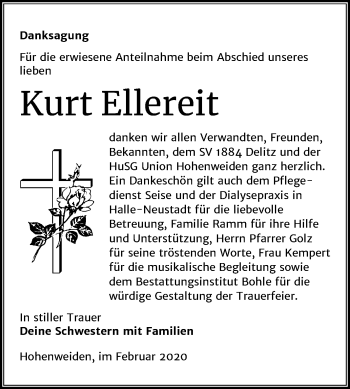 Traueranzeige von Kurt Ellereit von Mitteldeutsche Zeitung Merseburg/Querfurt