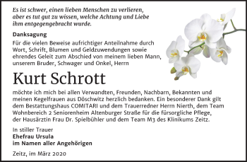 Traueranzeige von Kurt Schrott von Super Sonntag Zeitz