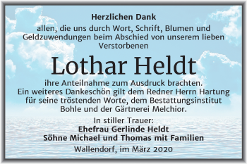Traueranzeige von Lothar Heldt von Mitteldeutsche Zeitung Merseburg/Querfurt