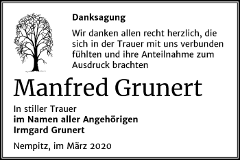 Traueranzeige von Manfred Grunert von Mitteldeutsche Zeitung Merseburg/Querfurt