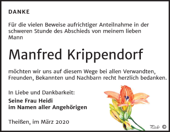 Traueranzeige von Manfred Krippendorf von Mitteldeutsche Zeitung Zeitz