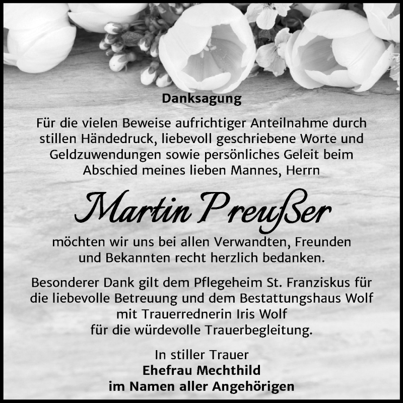  Traueranzeige für Martin Preußer vom 28.03.2020 aus Mitteldeutsche Zeitung Weißenfels