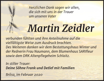 Traueranzeige von Martin Zeidler von Mitteldeutsche Zeitung Bitterfeld