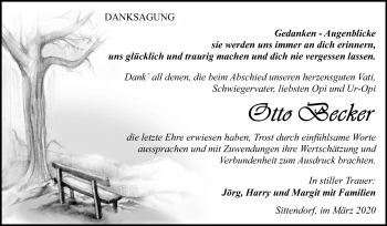 Traueranzeige von Otto Becker von Super Sonntag Sangerhausen