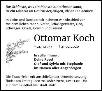 Traueranzeige von Ottomar Koch von Mitteldeutsche Zeitung Halle/Saalkreis
