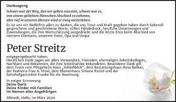 Traueranzeige von Peter Streitz von Super Sonntag Sangerhausen