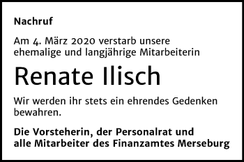 Traueranzeige von Renate lisch von Mitteldeutsche Zeitung Merseburg/Querfurt