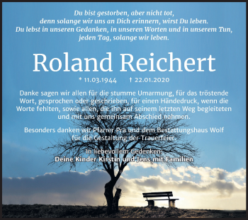 Traueranzeige von Roland Reichert von Mitteldeutsche Zeitung Weißenfels