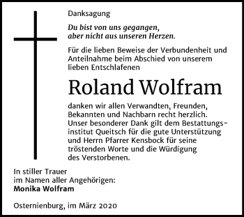 Traueranzeige von Roland Wolfram von Mitteldeutsche Zeitung Köthen