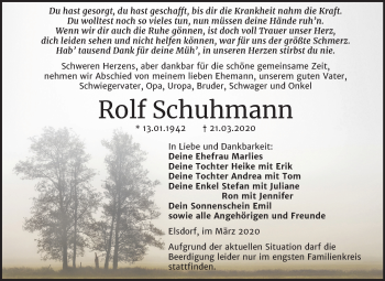 Traueranzeige von Rolf Schuhmann von Super Sonntag Köthen