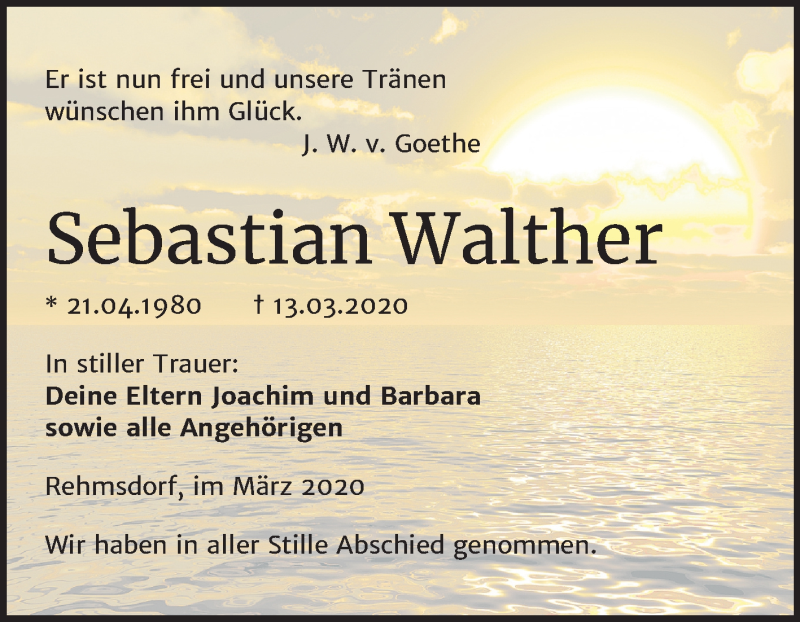  Traueranzeige für Sebastian Walther vom 21.03.2020 aus Mitteldeutsche Zeitung Zeitz