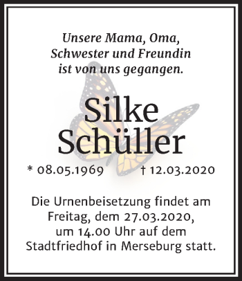Traueranzeige von Silke Schüller von Super Sonntag Merseburg/Querfurt