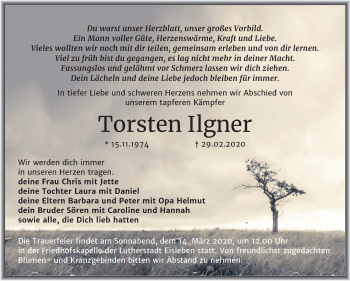 Traueranzeige von Torsten Ilgner von Super Sonntag Mansfelder Land