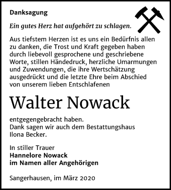 Traueranzeige von Walter Nowack von Mitteldeutsche Zeitung Sangerhausen