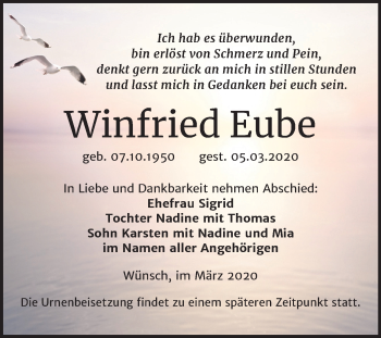 Traueranzeige von Winfried Eube von Mitteldeutsche Zeitung Merseburg/Querfurt
