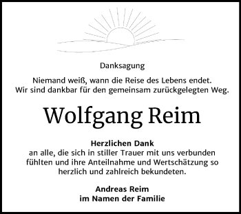 Traueranzeige von Wolfgang Reim von Mitteldeutsche Zeitung Dessau-Roßlau