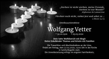 Traueranzeige von Wolfgang Vetter von Mitteldeutsche Zeitung Köthen