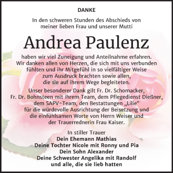 Traueranzeige von Andrea Paulenz von Mitteldeutsche Zeitung Dessau-Roßlau