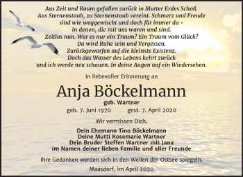 Traueranzeige von Anja Böckelmann von Super Sonntag Köthen