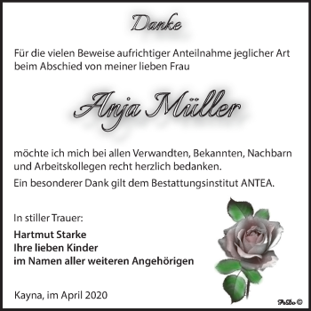 Traueranzeige von Anja Müller von Mitteldeutsche Zeitung Zeitz