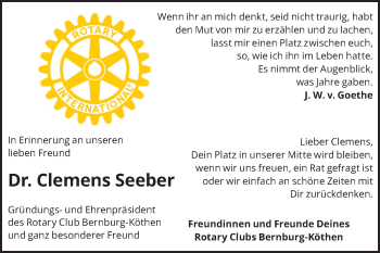 Traueranzeige von Clemens Seeber von Mitteldeutsche Zeitung 