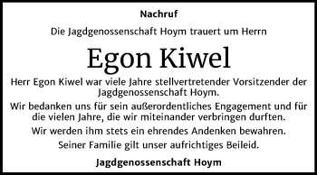 Traueranzeige von Egon Kiwel von Mitteldeutsche Zeitung Aschersleben
