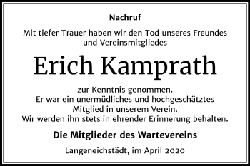 Traueranzeige von Erich Kamprath von Super Sonntag Merseburg/Querfurt