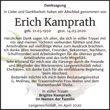 Traueranzeige von Erich Kamprath von Super Sonntag Merseburg/Querfurt