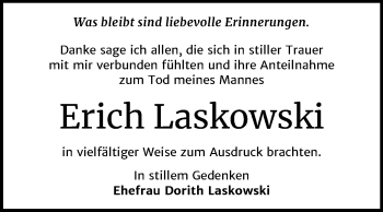 Traueranzeige von Erich Laskowski von Mitteldeutsche Zeitung Wittenberg
