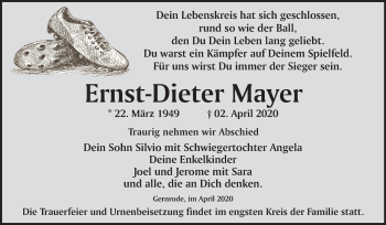 Traueranzeige von Ernst-Dieter Mayer von Super Sonntag Quedlinburg