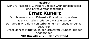 Traueranzeige von Ernst Kunert von Super Sonntag Wittenberg