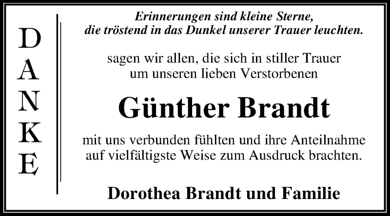  Traueranzeige für Günther Brandt vom 11.04.2020 aus Mitteldeutsche Zeitung Dessau-Roßlau