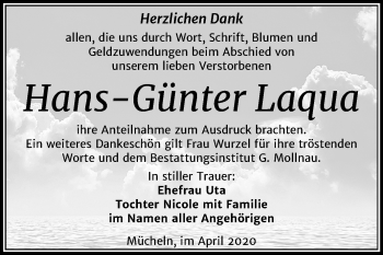 Traueranzeige von Hans-Günter Laqua von Mitteldeutsche Zeitung Merseburg/Querfurt